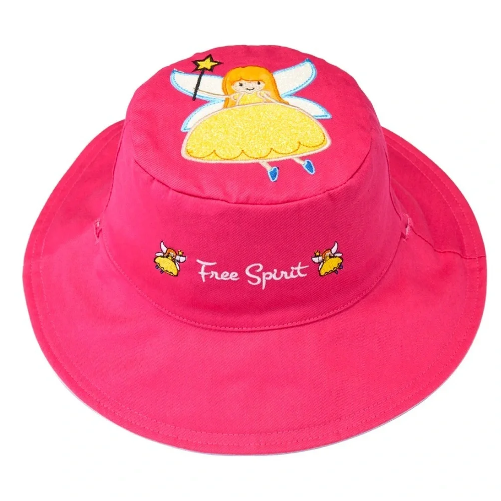 FlapJackKids Kids' Sunhat - Fairy / Unicorn Sparkle - Reversible - Size Medium